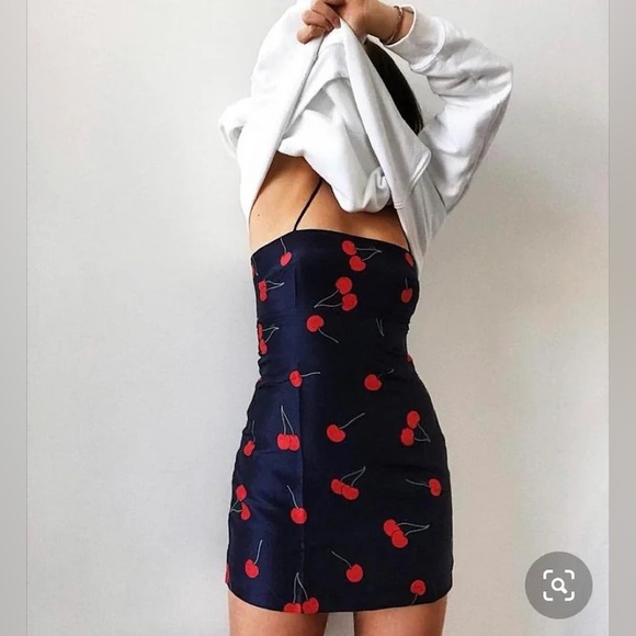 Realisation Par Dresses & Skirts - Realisation Par Navy Mini Dress with Red Cherry Print